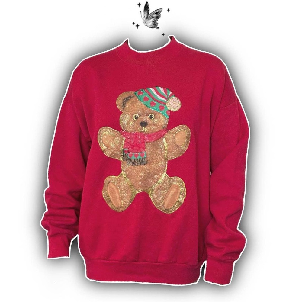 Vintage brown bear red christmas